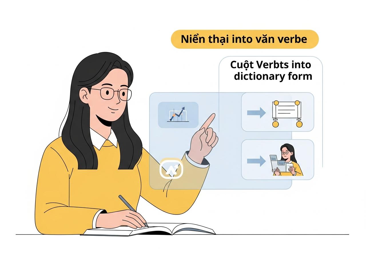 2 bước đơn giản để “xử lý” mọi động từ về thể từ điển (Kèm bảng chi tiết)