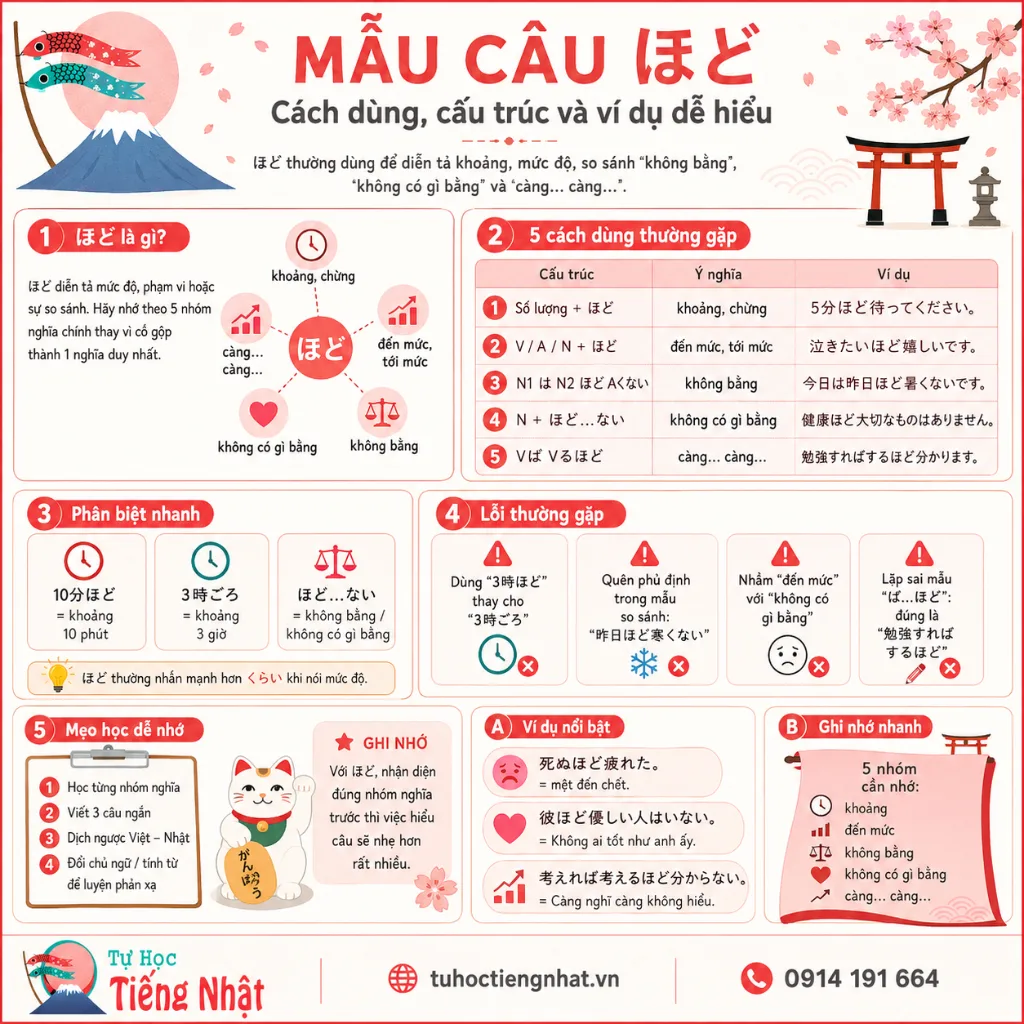 Hiểu mẫu câu ほど qua bảng cấu trúc